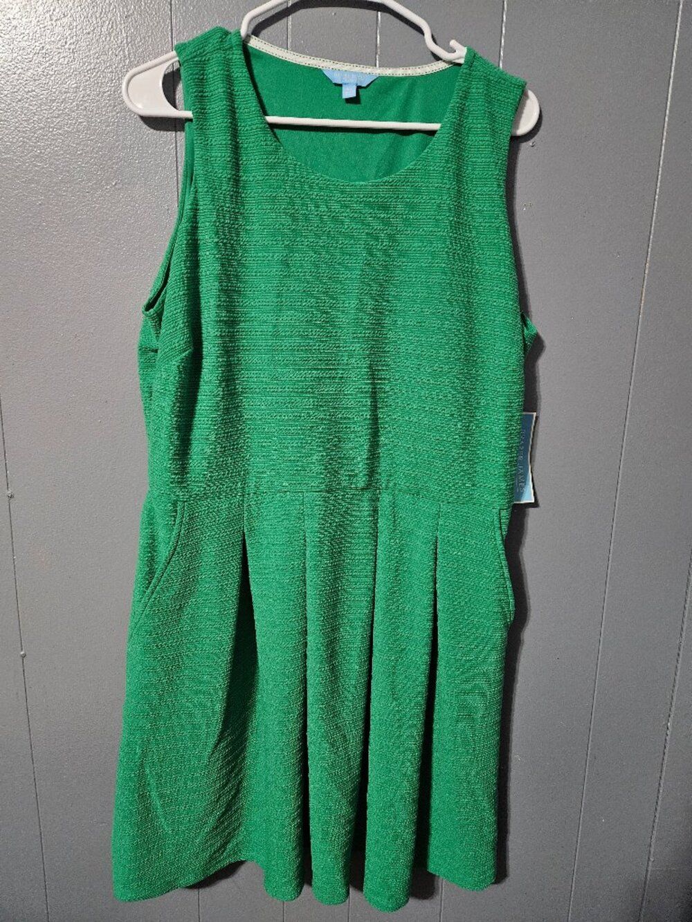 Draper James Green Textured Knit Pleated Mini Dress XL